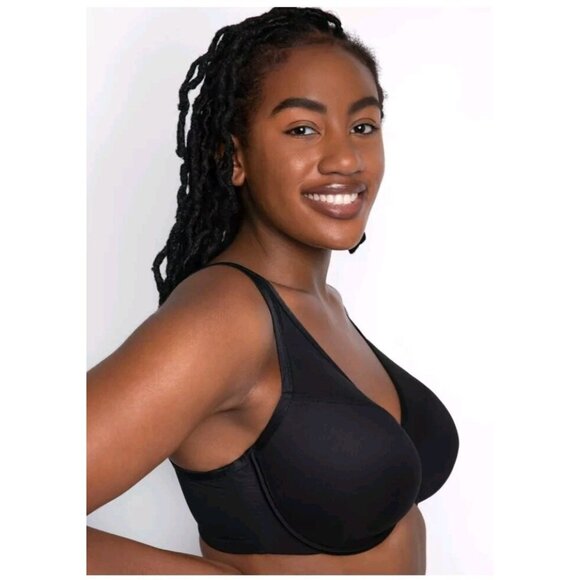 Curvy Couture 46C Sexy Sheer Mesh Plus Size Plunge T Shirt Bra Black 1310 NWT - Picture 3 of 7